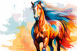 © Answer 7 - Colorful illustration of a horse, a herbivorous quadruped mammal of the equine family. Image created by AI