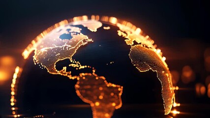 Wall Mural - glowing digital earth globe rotation, world network connectivity, tech telecommunication
