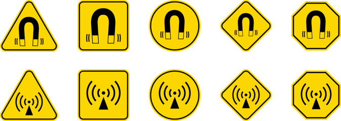 Wall Mural - caution warning dangerous alarm set, danger sign collection, attention vector icon, yellow, red and 