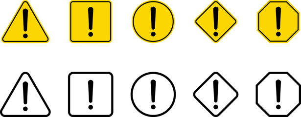 Wall Mural - caution warning dangerous alarm set, danger sign collection, attention vector icon, yellow, red and 
