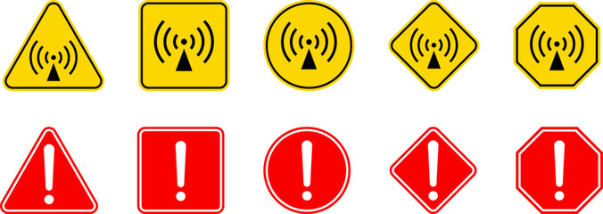 Wall Mural - caution warning dangerous alarm set, danger sign collection, attention vector icon, yellow, red and 