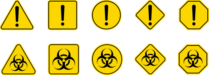 Wall Mural - caution warning dangerous alarm set, danger sign collection, attention vector icon, yellow, red and 