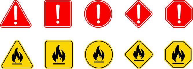Wall Mural - caution warning dangerous alarm set, danger sign collection, attention vector icon, yellow, red and 