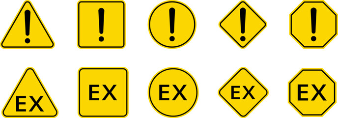 Wall Mural - caution warning dangerous alarm set, danger sign collection, attention vector icon, yellow, red and 