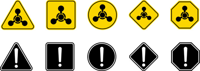 Wall Mural - caution warning dangerous alarm set, danger sign collection, attention vector icon, yellow, red and 