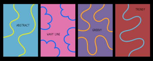 Wall Mural - abstract playful minimalistic vertical poster with wavy line. background with organic curvy curly st