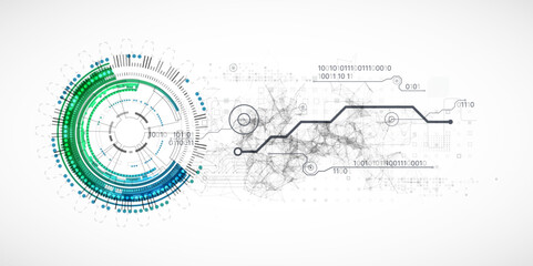 Fototapete - Abstraction on the theme of tech circles. Scientific and technological background. Vector background.