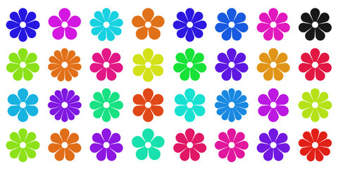 Wall Mural - collection of simple vector flowers, minimalist floral icons set, colorful daisy vector pack, flat f