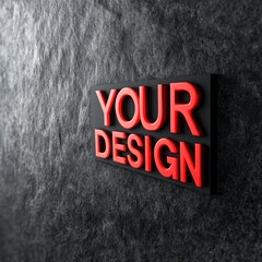 Poster - Elevate Your Brand: Stunning Red Lettering on a Textured Dark Gray Stone Background - Design Mockup Template