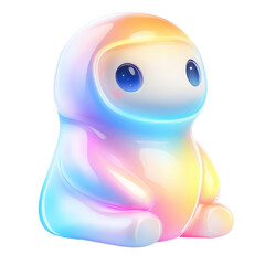 Wall Mural - playful rainbow buddy: a cute, vibrant character with a rainbow gradient, showcasing an appealing de