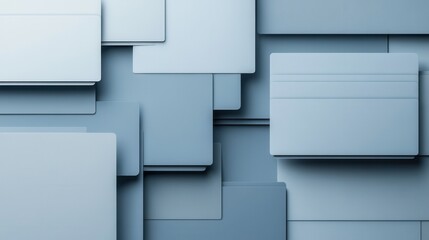 Poster - Elegant geometric paper art background in muted blue and gray tones with a professional appearance for documents Generative AI