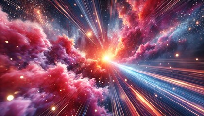 Wall Mural - A surreal, cosmic scene with vibrant pink, purple, and orange clouds blending seamlessly