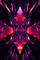 Wall Mural - Abstract fractal background. 3D illustration of abstract geometric background with diamond pattern in pink and violet colors.