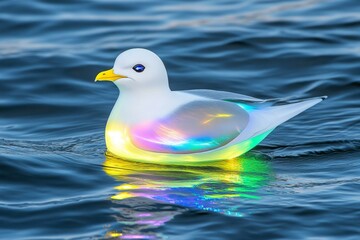 Poster - A legendary sea bird made of pure light, leaving a glowing trail as it flies over the oceanâ€™s surface