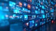 © SUKHUM - Various digital lifestyle screens displaying blogging and streaming, abstract blue background, modern creative tech