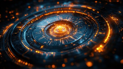 Wall Mural - abstract futuristic glowing circular technology interface.