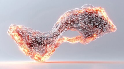 Wall Mural - abstract 3d render of a glowing, flowing, organic form with intricate internal structure.