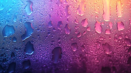 Wall Mural - abstract background of colorful water droplets on glass.