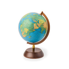 earth globe showing the continents and oceans of the earth isolated on white background