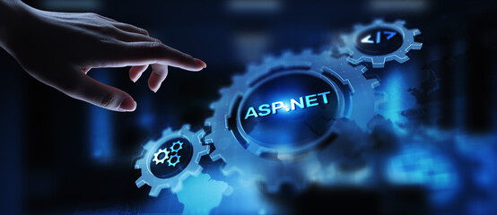 Wall Mural - asp.net development programming language concept on virtual screen.