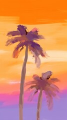 Wall Mural - summer tree backgrounds painting.
