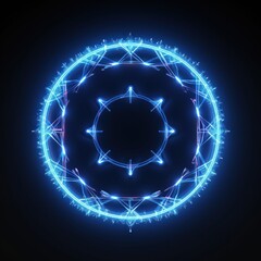 Wall Mural - neon glowing magic runes circle light pattern night.