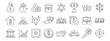© Jolly J - Wealth, Financial Growth line icon set. Vector pictograms of money, investments, luxury real estate, piggy bank, diamond crown, treasure chest, credit card, trophy thin linear illustration.