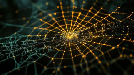 A glowing web of intricate, interconnected lines, futuristic and detailed, ultra-detailed, 4k