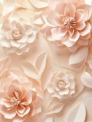 Aufkleber - Delicate pastel paper flowers and leaves create an elegant background for creative designs and invitations Generative AI