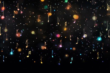 Wall Mural - musical note shape pattern bokeh effect background backgrounds astronomy confetti.