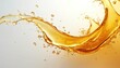 © Vadym - Splash of oily yellow liquid isolated on white background. Organic, cosmetic, sunflower or motor oil 3D render. Drop of honey with air bubbles. Swirl motion. Healthy, tasty ingredient.