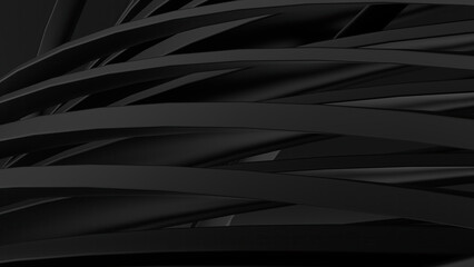Wall Mural - modern art abstract background with curves on black matte texture