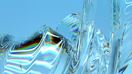 Wall Mural - blue crystal glass watery modern curve beauty abstract background