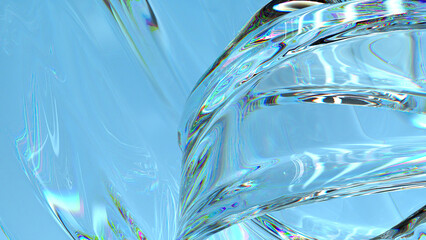 Wall Mural - modern art abstract background made of water-like luxury curves of blue crystal glass