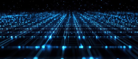 Wall Mural - abstract blue glowing data stream network background, representing digital technology, big data, and