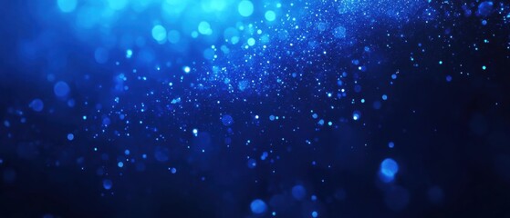 Wall Mural - abstract dark blue glitter sparkle bokeh background with blurred lights, creating a magical and drea