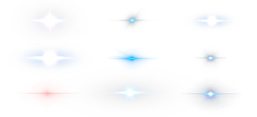 Wall Mural - Png blue light effect reflections, neon illumination in yellow colors. Bright light lens. Png spotlight spark. Stadium Lighting. Sunlight, Shiny stars, glowing sparks. Vector	