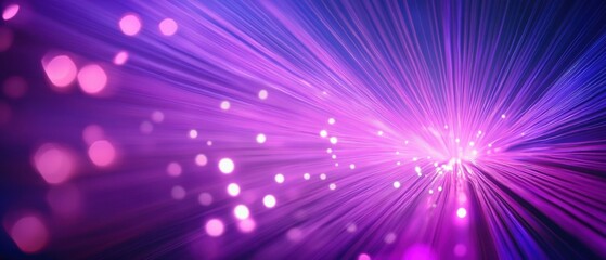 Wall Mural - Abstract purple and blue light streaks with bokeh effect, creating a vibrant and energetic background for technology and science concepts