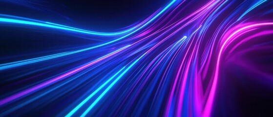 Wall Mural - abstract neon light trails in blue and magenta, creating a dynamic and futuristic background for tec