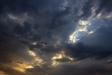Wall Mural - beautiful sunset in the evening sky with clouds. nature background.