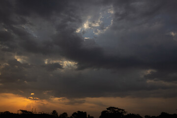 Wall Mural - beautiful sunset in the evening sky with clouds. nature background.