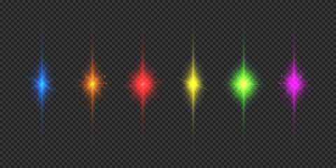 Wall Mural - set of multicolor light effects of lens flares
