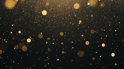 Wall Mural - Golden Bokeh Fantasy: Elegant golden bokeh particles dance against a deep, dark backdrop, creating an atmosphere of luxury, celebration, and enchantment.