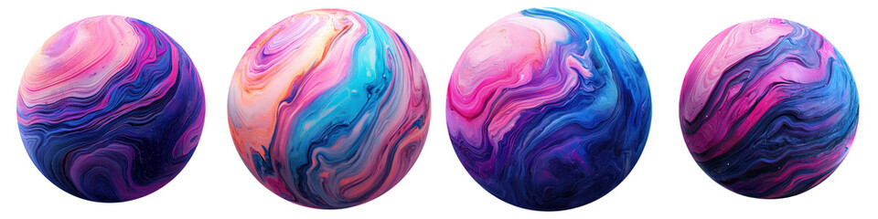 Wall Mural - enchanting spherical compositions of vibrant fluid fractal patterns swirling cosmic gradients and ir