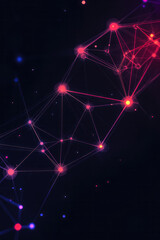 Poster - Futuristic digital collage of interconnected data nodes and glowing network lines, forming abstract