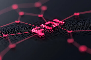 Fototapete - A sleek, minimalist depiction of pioneering digital innovation, with crisp lines and glowing nodes