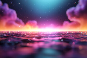 Aufkleber - Hyperreal digital painting of cascading light particles and shifting gradients forming an