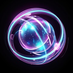 Wall Mural - neon space in orb light space pattern.