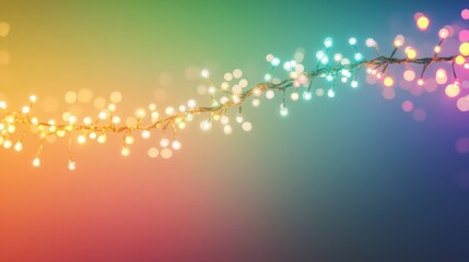 Poster - Festive garland of glowing lights creates a vibrant rainbow display perfect for celebrations Generative AI