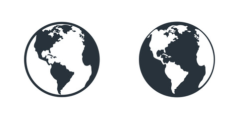 Wall Mural - earth globe icon. world map. globes vector icons. globe black icon